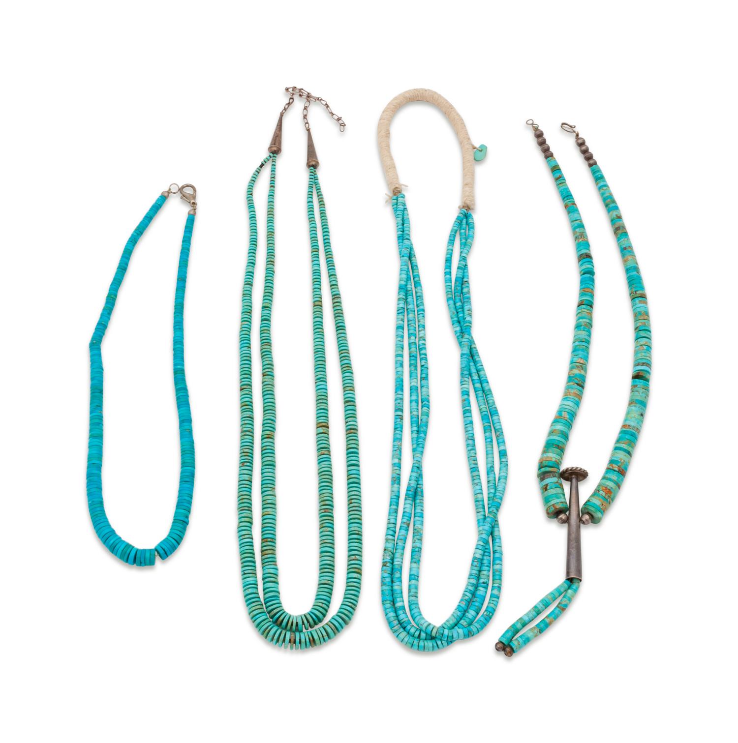 Pueblo-Style Rolled Turquoise Necklaces