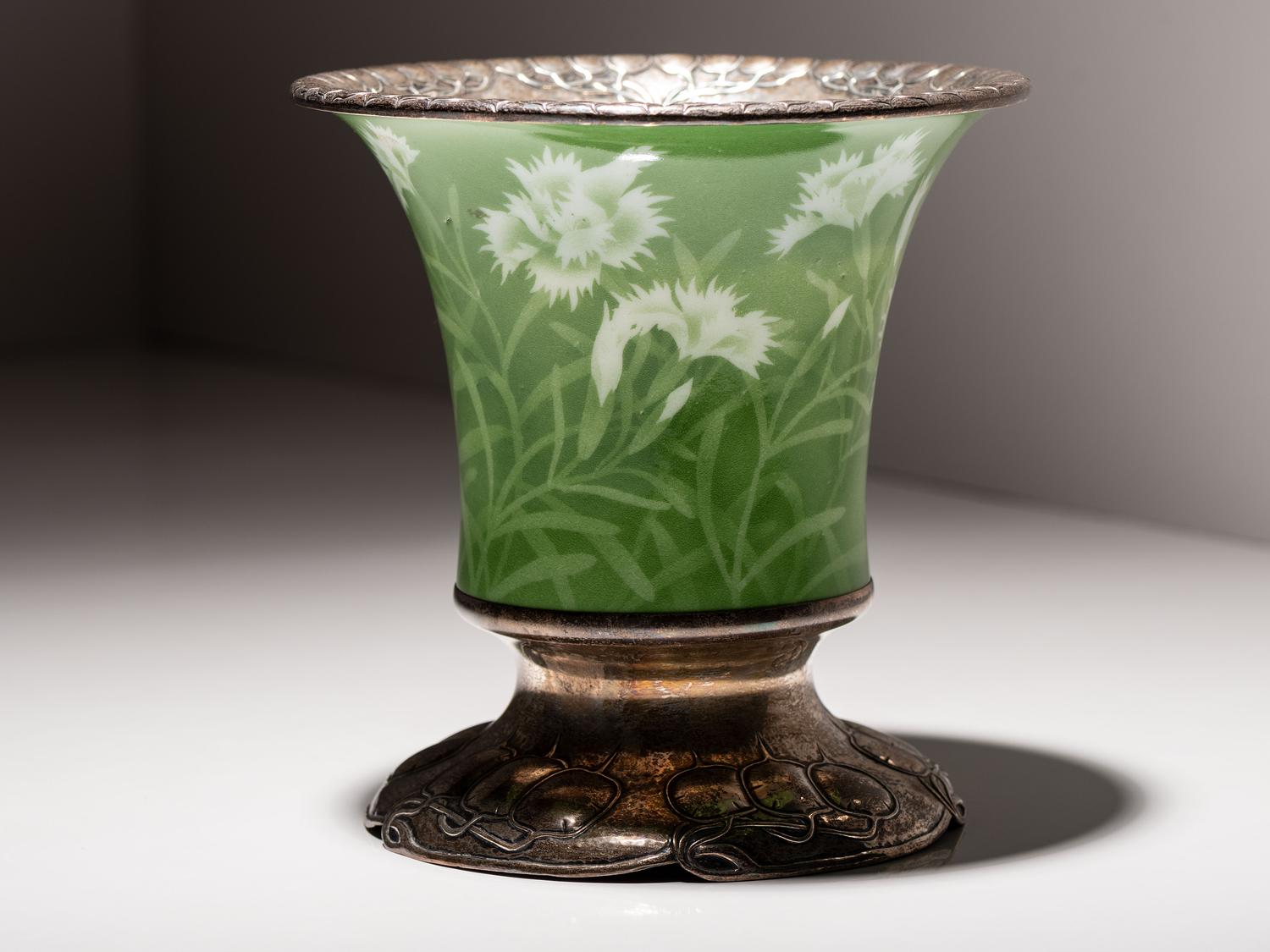 Arts and Crafts Silver Mounted Japanese Porcelain Vase San Francisco, California