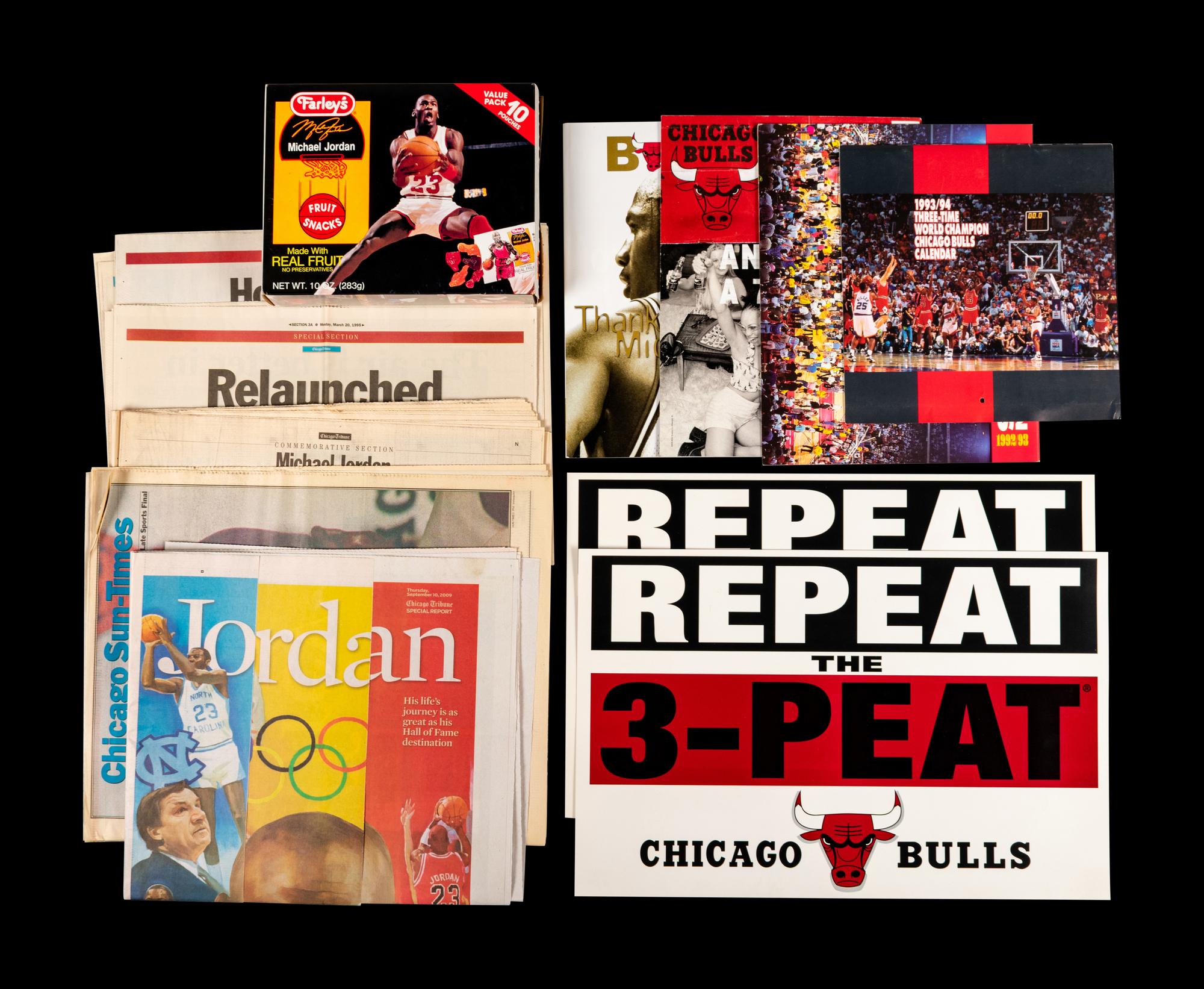 A Collection of Chicago Bulls Michael Jordan Last Dance Era Basketball Cards and Ephemera,