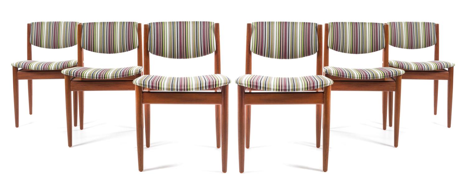 Finn Juhl (Danish, 1912-1989), FRANCE & SONS, 1960s, a set of six dining chairs, model no. 197