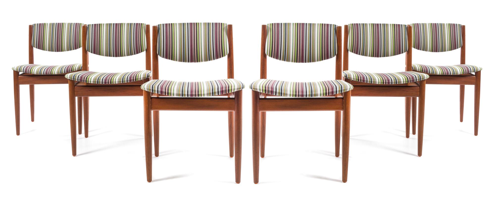 Finn Juhl (Danish, 1912-1989), FRANCE & SONS, 1960s, a set of six dining chairs, model no. 197
