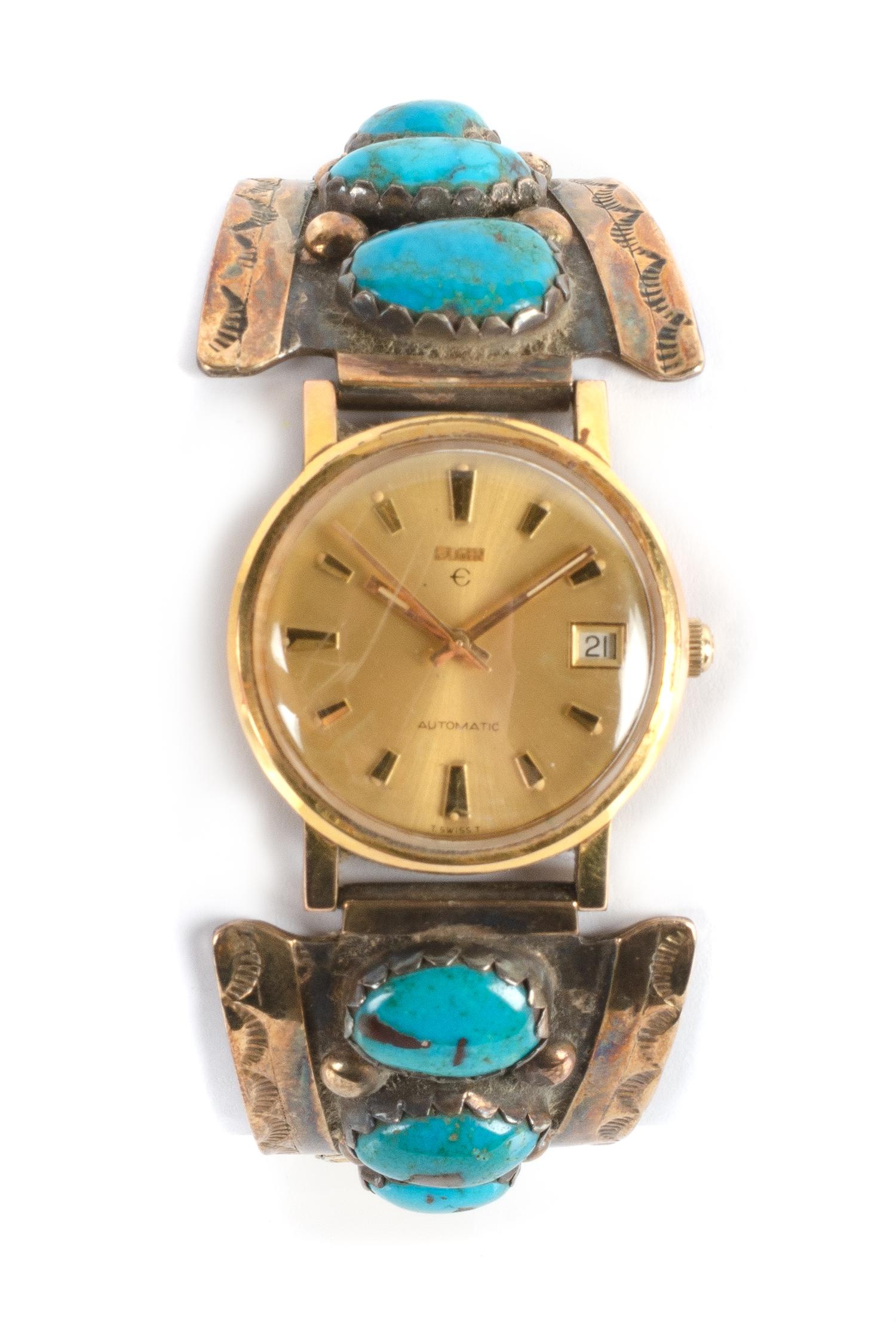 Southwestern Silver and Turquoise Watchband