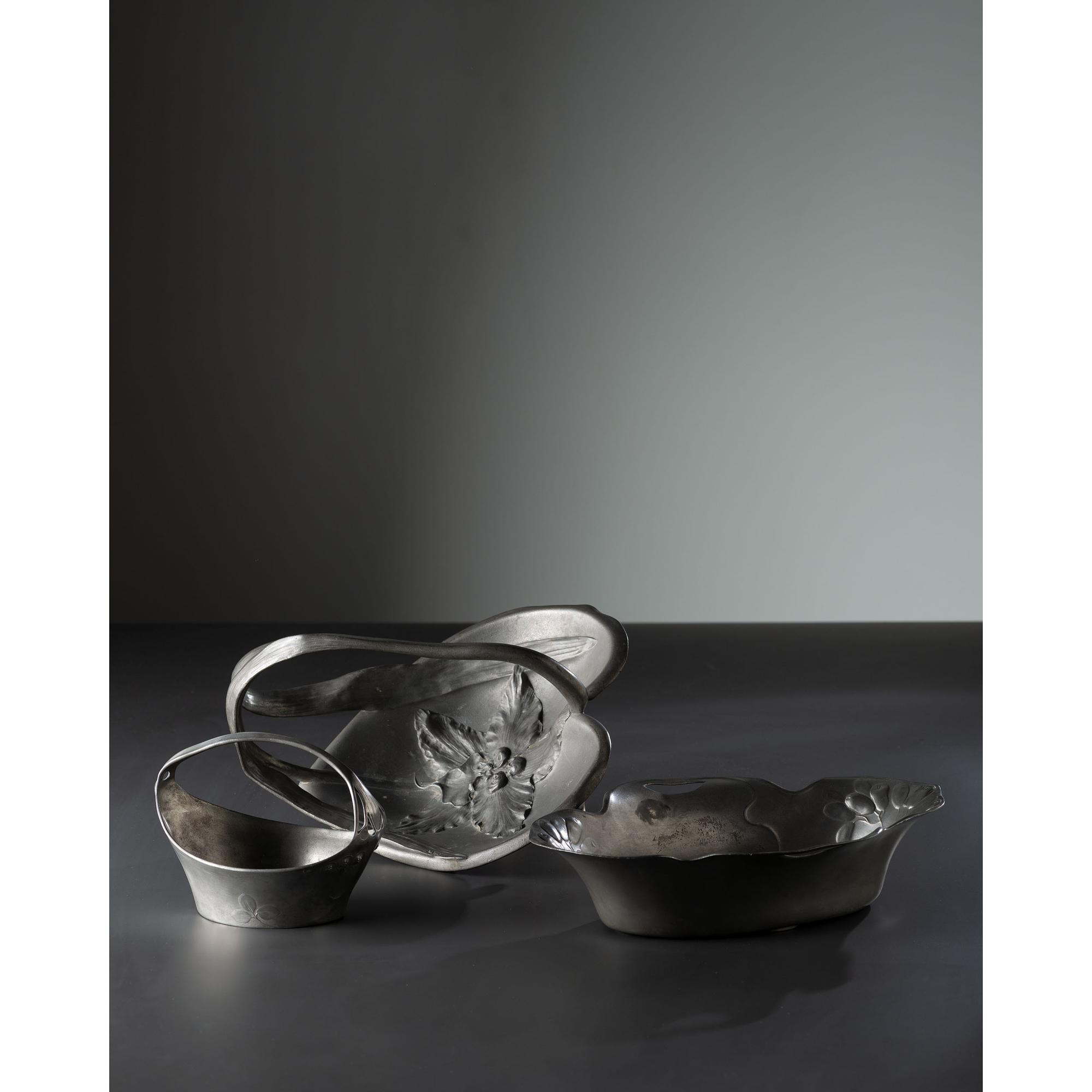 Three Jugendstil Pewter Baskets