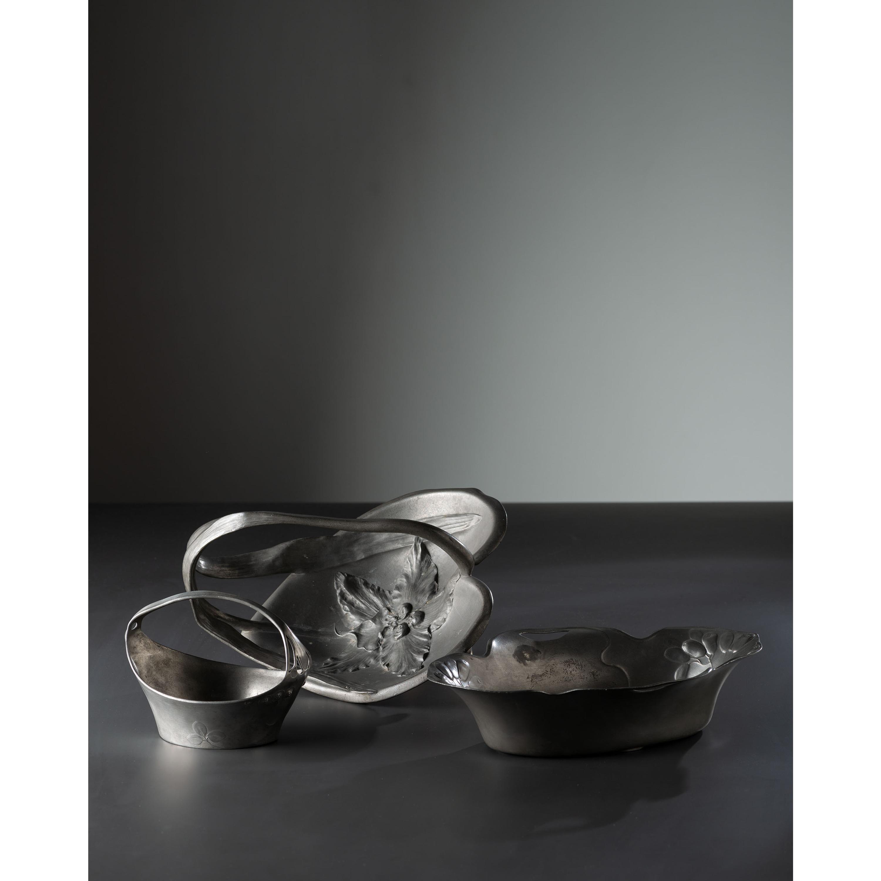 Three Jugendstil Pewter Baskets
