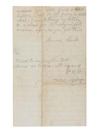[CIVIL WAR]. Letter with graphic content describing the Battle of Antietam written by Samuel Clark, 5th Pennsylvania Reserves. Camp on Bank of the Potomac, Washington Co., MD, 21 September 1862.