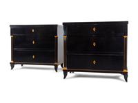 A Pair of Biedermeier Ebonized Chests of Drawers