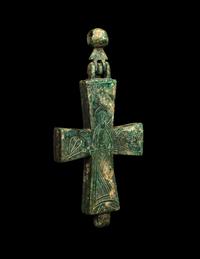 A Byzantine Bronze Pendant Enkolpion Cross