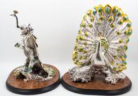Two Italian Silver-plate Cast Resin Ornithological Figures Height of taller 22 inches.