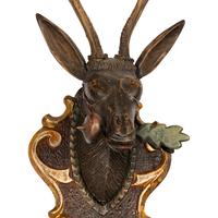 Two Carved and Painted Wood Deer Shoulder Mounts