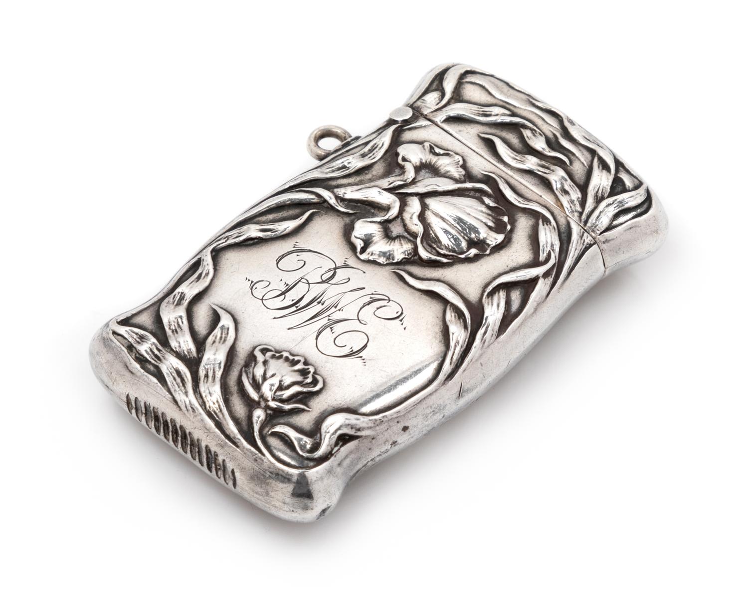 An American Silver Match Safe, R. Blackinton & Co., North Attleboro, MA, Circa 1900, one side depicting a female nude among floral deco