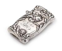 An American Silver Match Safe, R. Blackinton & Co., North Attleboro, MA, Circa 1900, one side depicting a female nude among floral deco