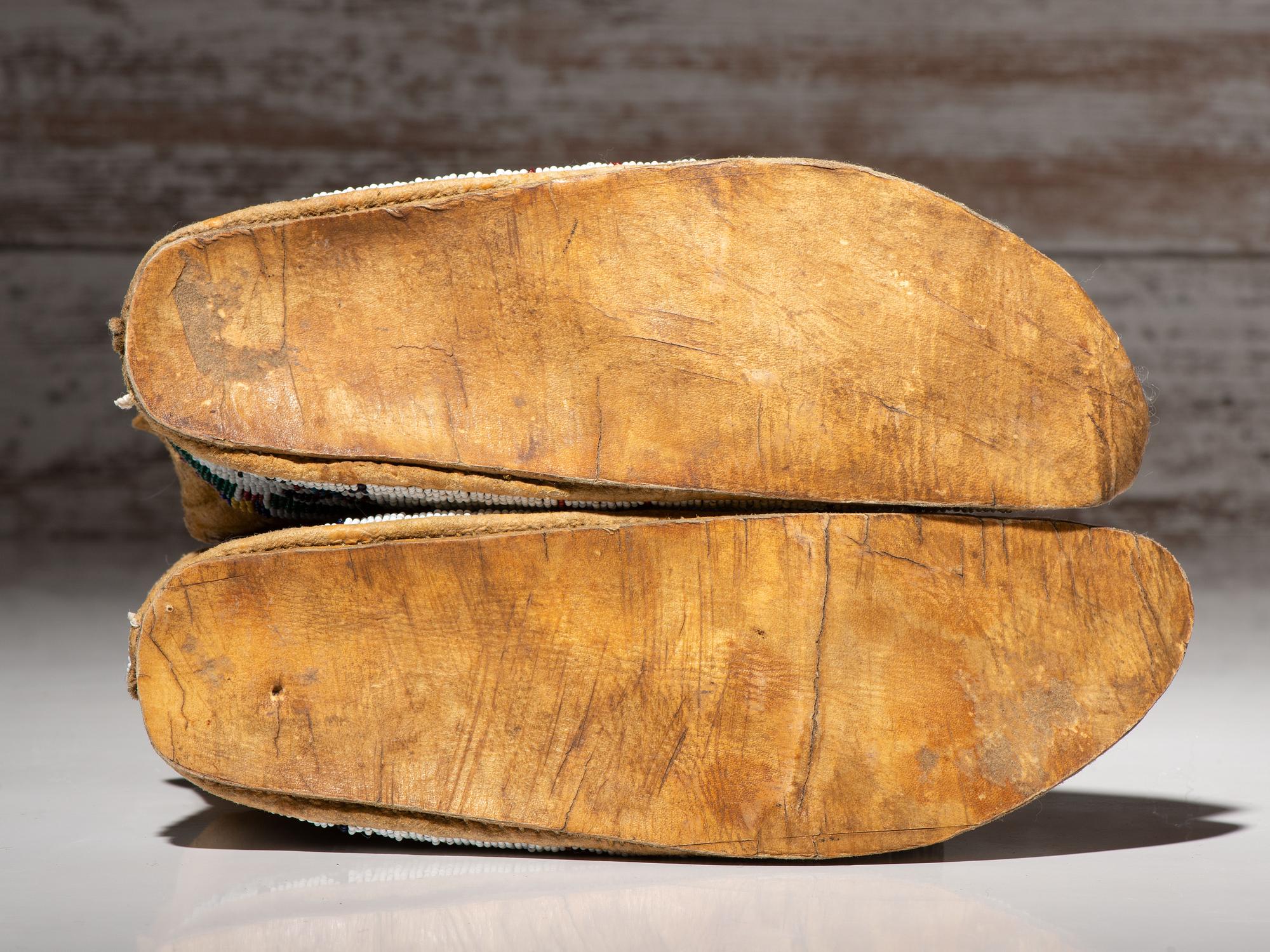 Cheyenne Beaded Buffalo Hide Moccasins