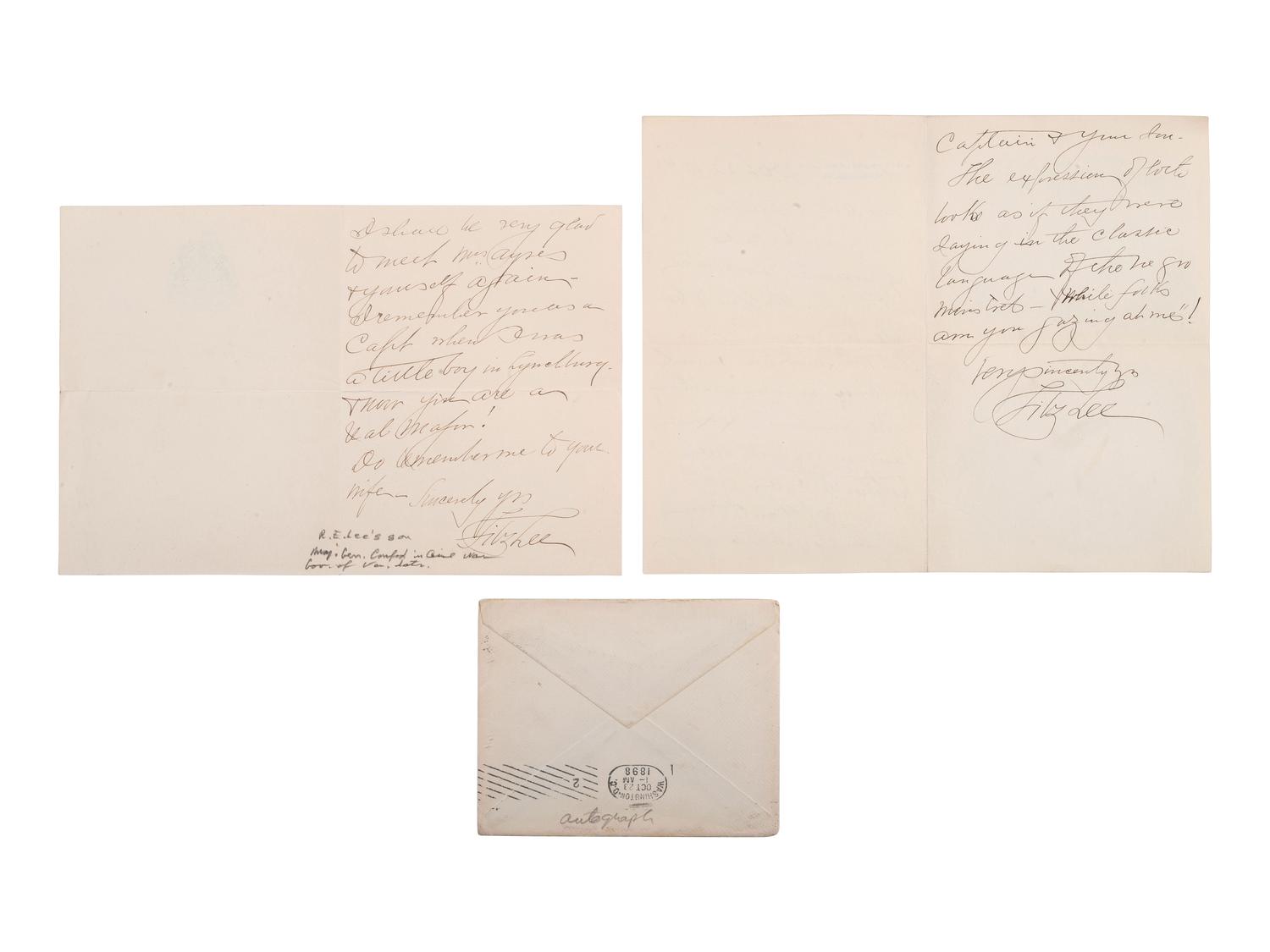 LEE, Fitzhugh (1835-1905). A group of 2 ALsS, comprising: