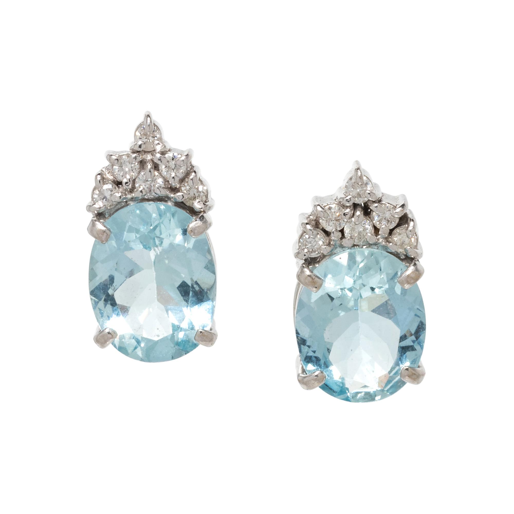 AQUAMARINE AND DIAMOND EARRINGS