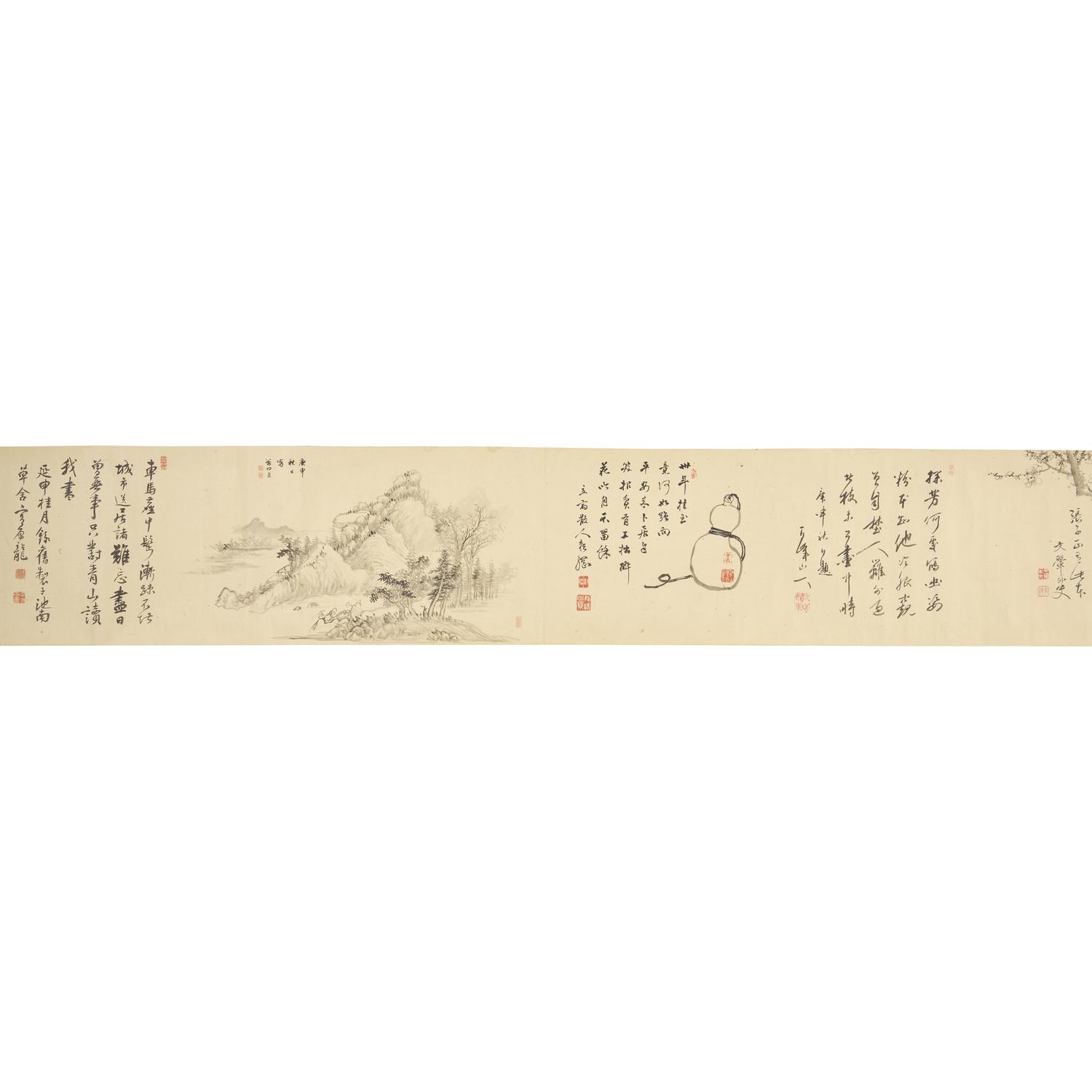 Nakabayashi Chikkei (Japanese 1816-1867) Hisani Nakanishi (1807-1884), Oda Kaisen (1785-1867), et al, Emaki Handscroll, Kyoto, 1857