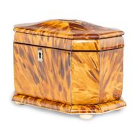 An English Tortoise Shell Veneered Tea Caddy