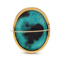 AUSTRO-HUNGARIAN, YELLOW GOLD AND PORCELAIN BROOCH