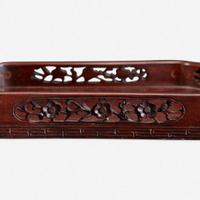 A Chinese carved hardwood floriform tray 硬木雕托盘 Qing Dynasty ?