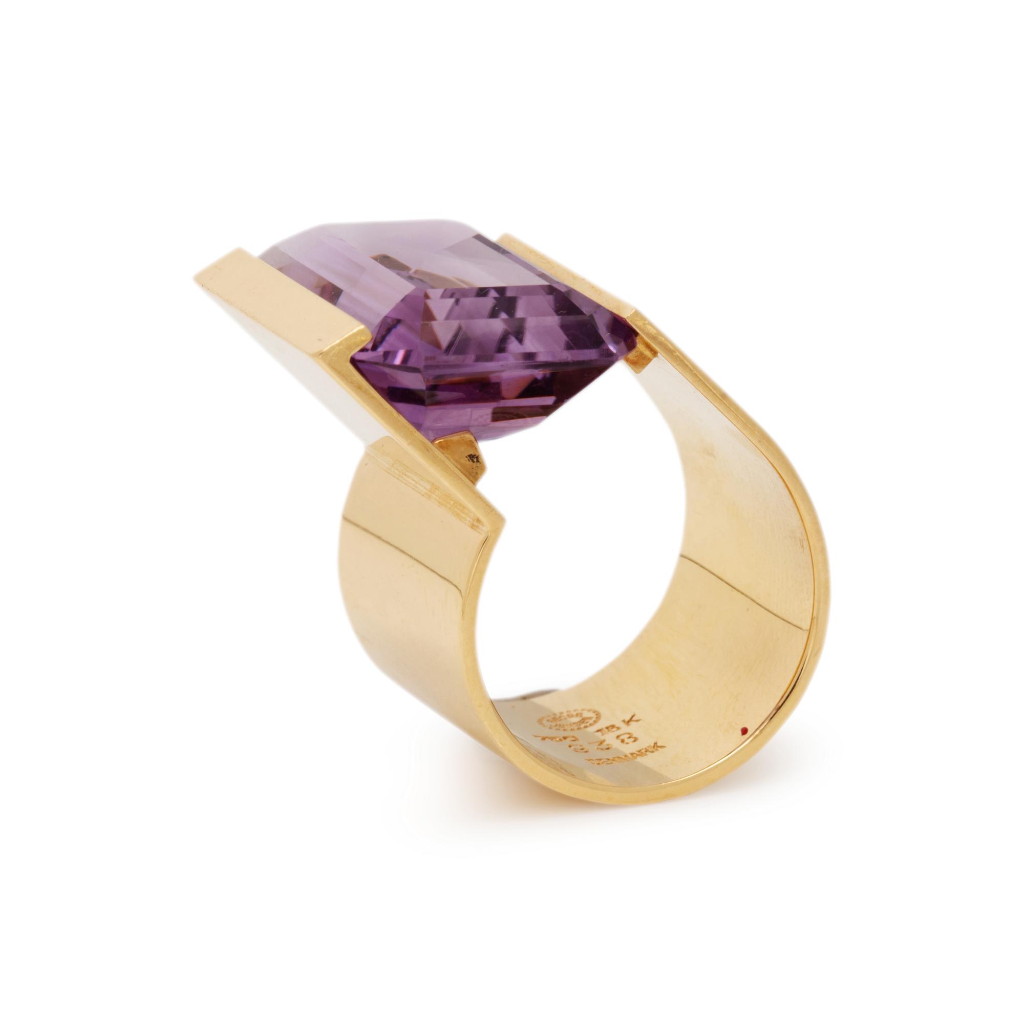 GEORG JENSEN, YELLOW GOLD AND AMETHYST RING