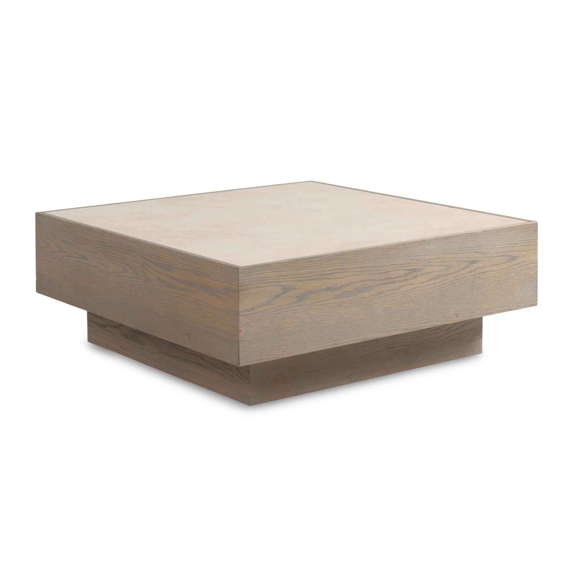 A Contemporary Cerused Oak and Travertine Low Table