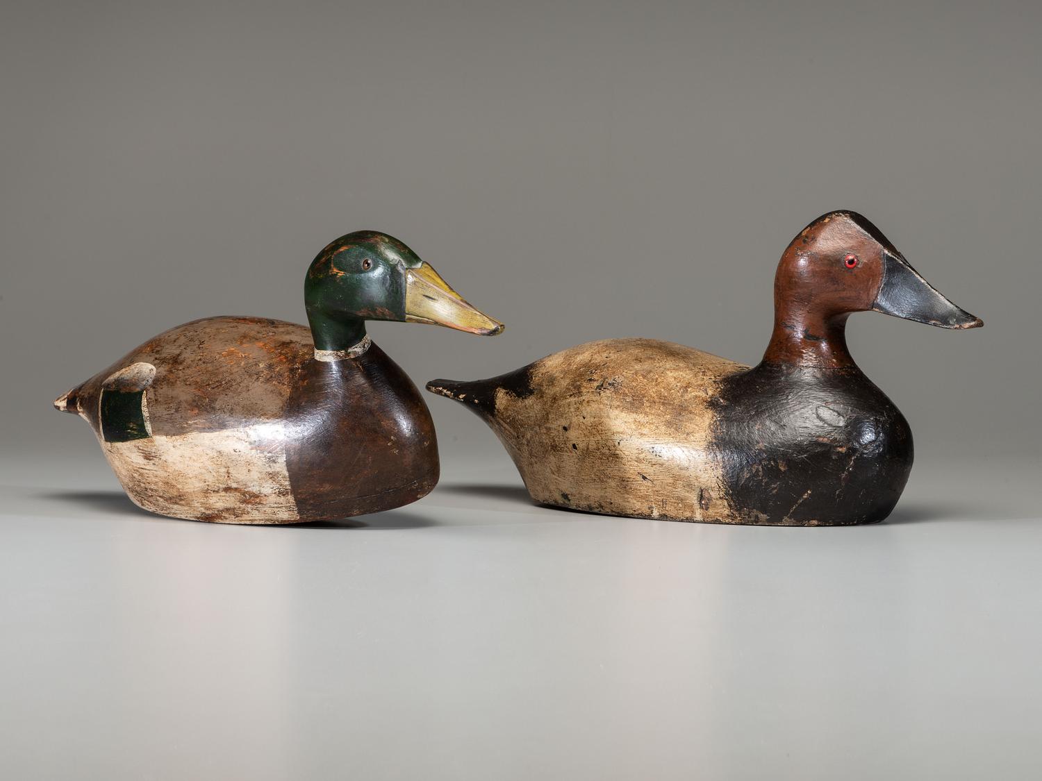 Two Carved Wood Working Decoys
