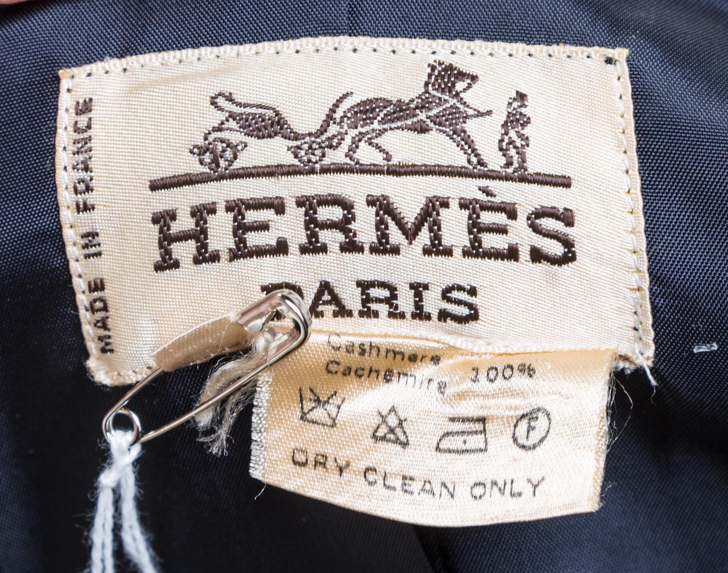 An Hermes Black Cashmere Double Breasted Jacket, Size 8.