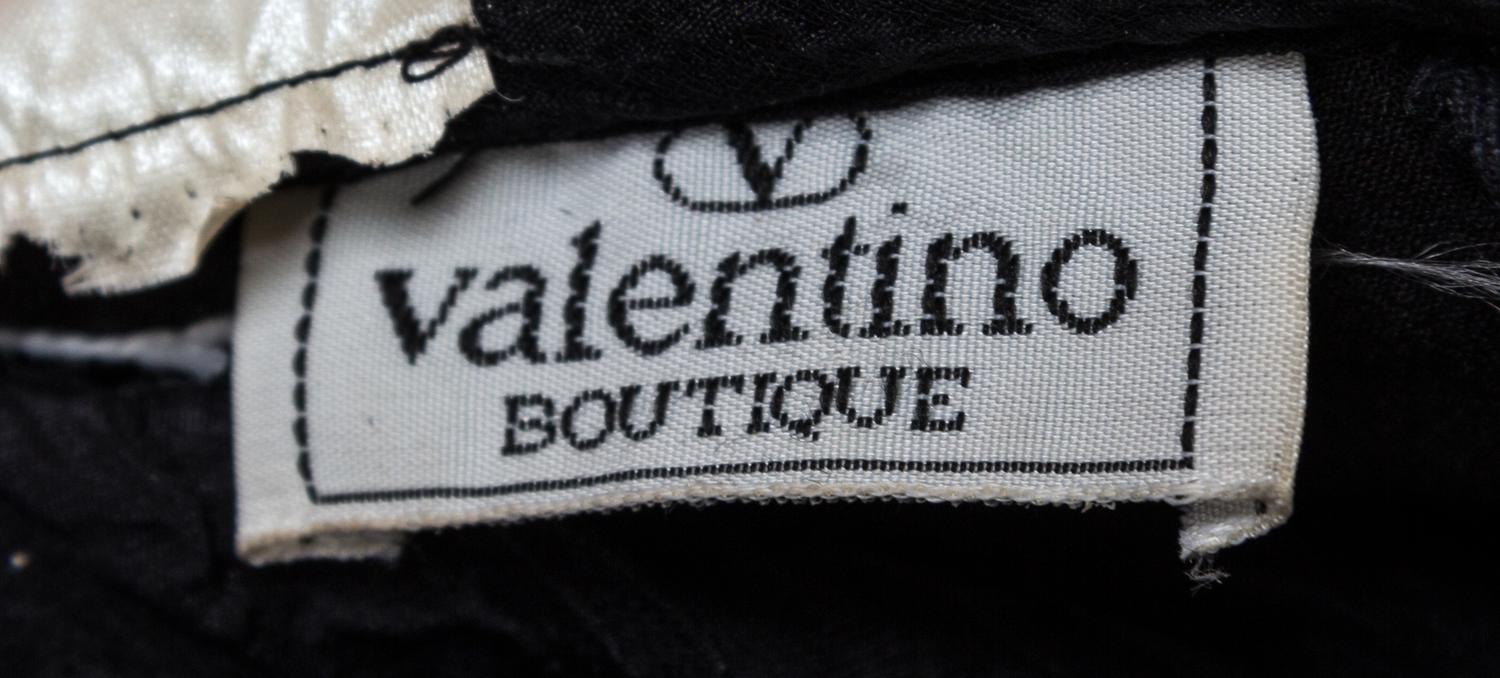 A Valentino Black Silk Floral Dress, Size 6.