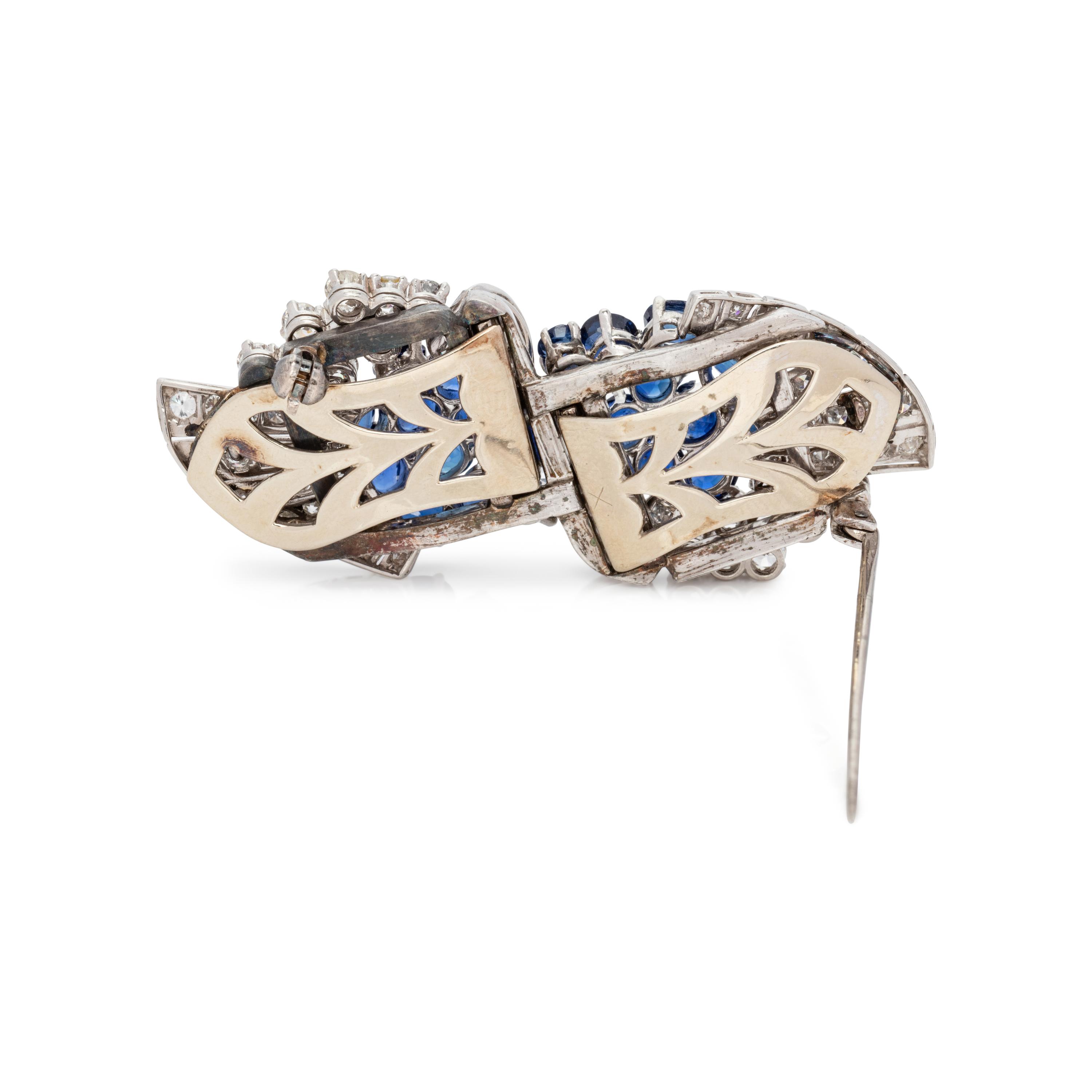 PAIR OF SAPPHIRE AND DIAMOND DRESS CLIPS