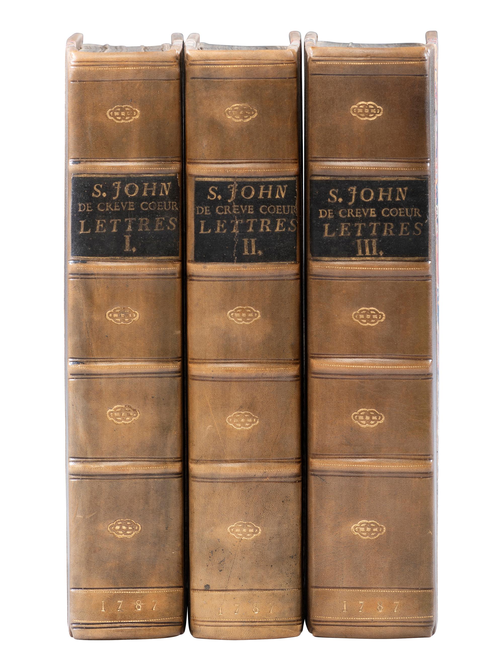 18th Century Americana CREVECOEUR, Michel Guillaume St. Jean de (1735-1813). Lettres d'un Cultivateur Americain...Traduites de l'Anglois . Paris: Cuchet 1787.