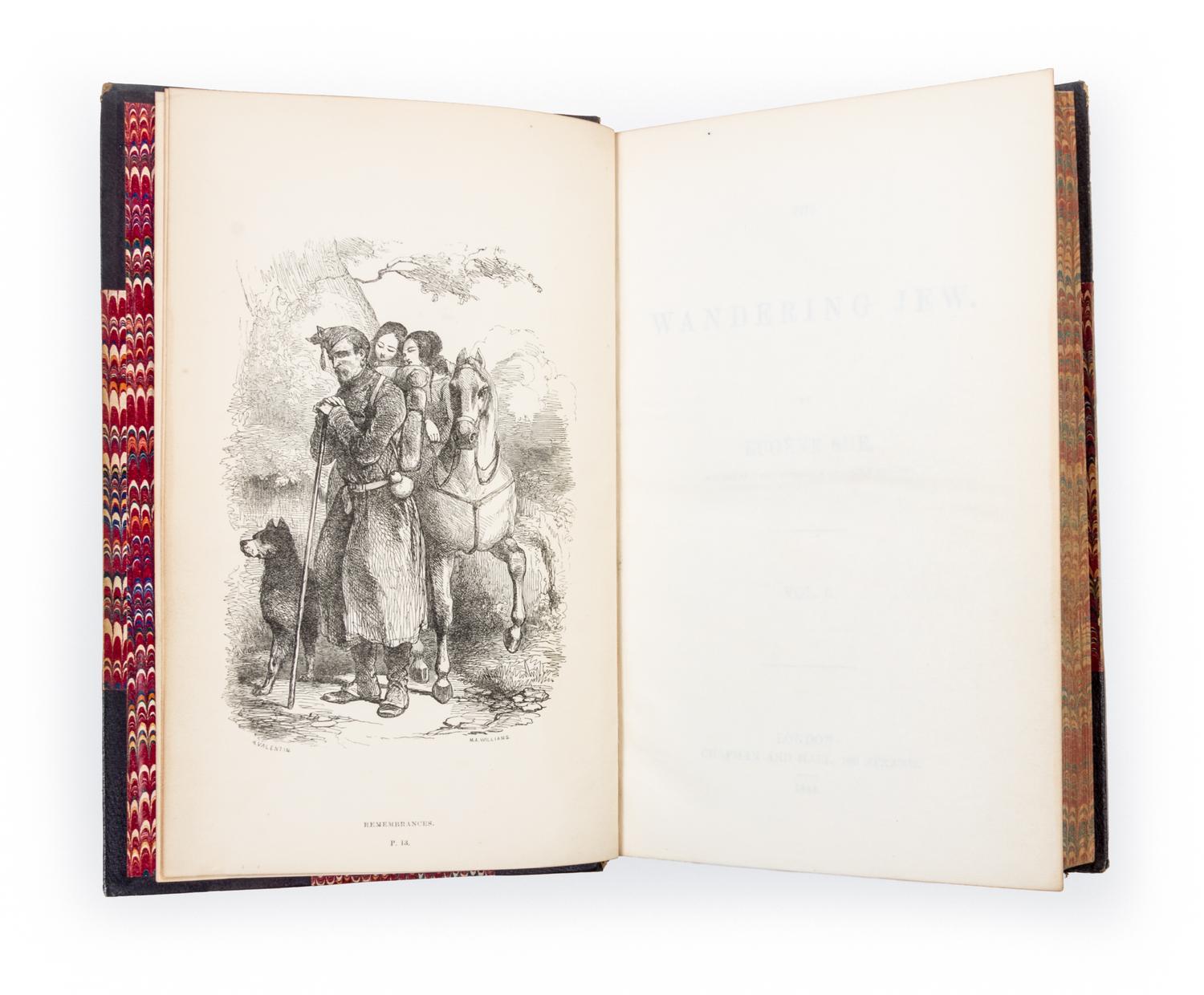 SUE, EUGENE. 2 works: The Wandering Jew (1844) and The Mysteries of Paris (1845). 6 vols. total.