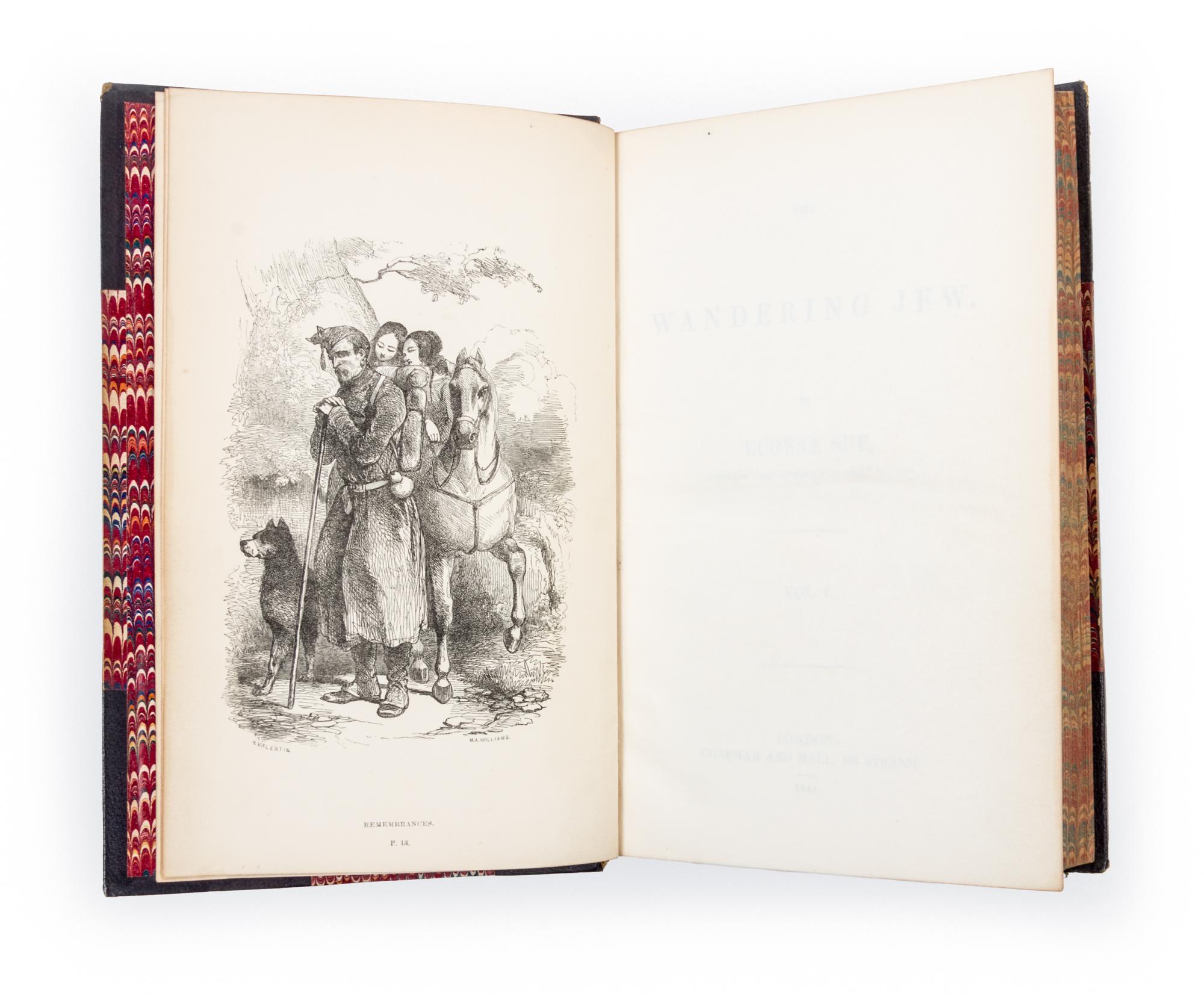SUE, EUGENE. 2 works: The Wandering Jew (1844) and The Mysteries of Paris (1845). 6 vols. total.