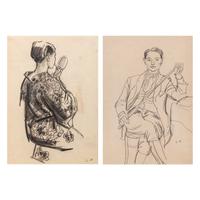 Woman in Kimono; Together with a Companion (Two Works)