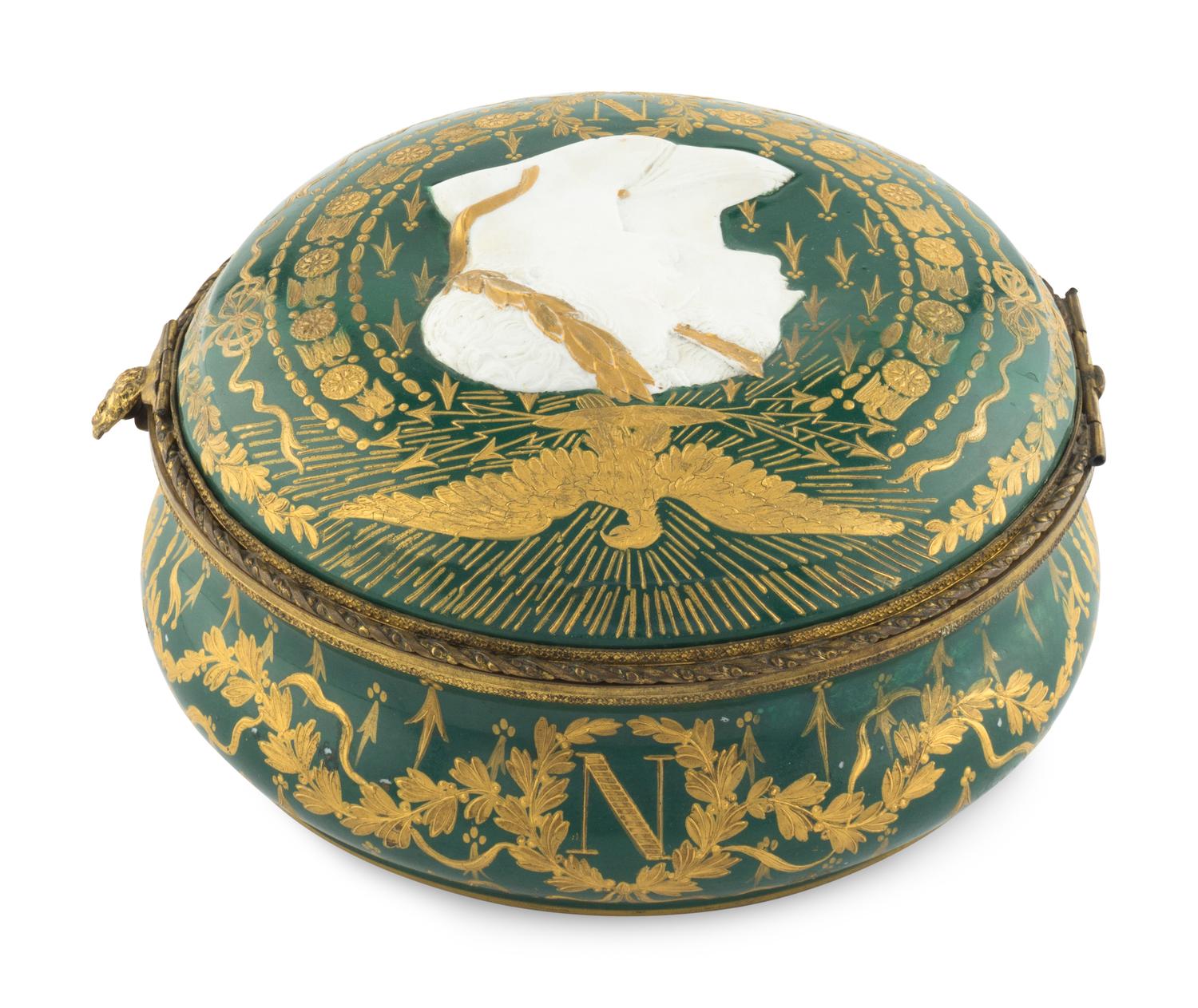 A Sèvres Style Porcelain Napoleonic Table Casket