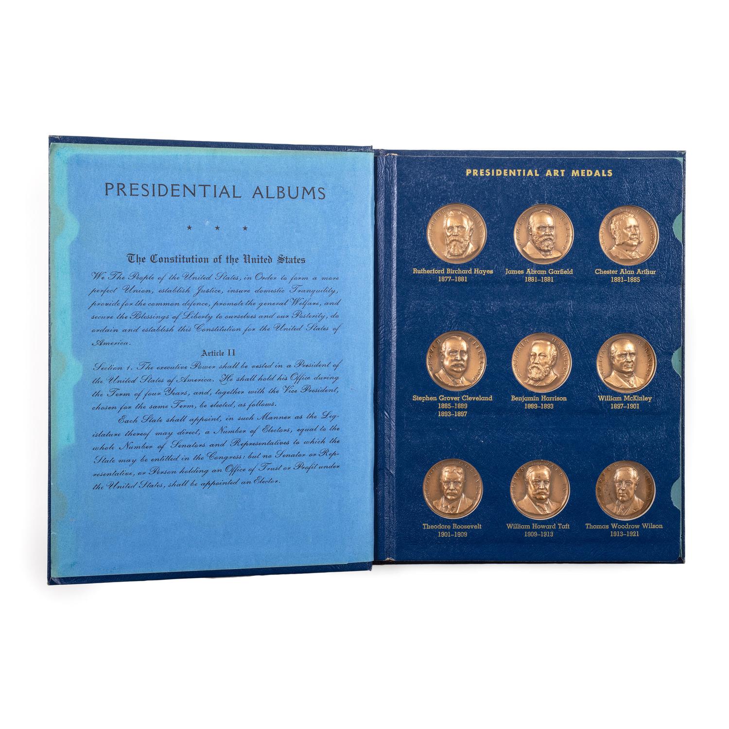 [EXONUMIA - PRESIDENTIAL MEDALS]. A group of medals including a Jimmy Carter Inauguration medal, Presidential Art Medals, and US Mint Presidential medals.