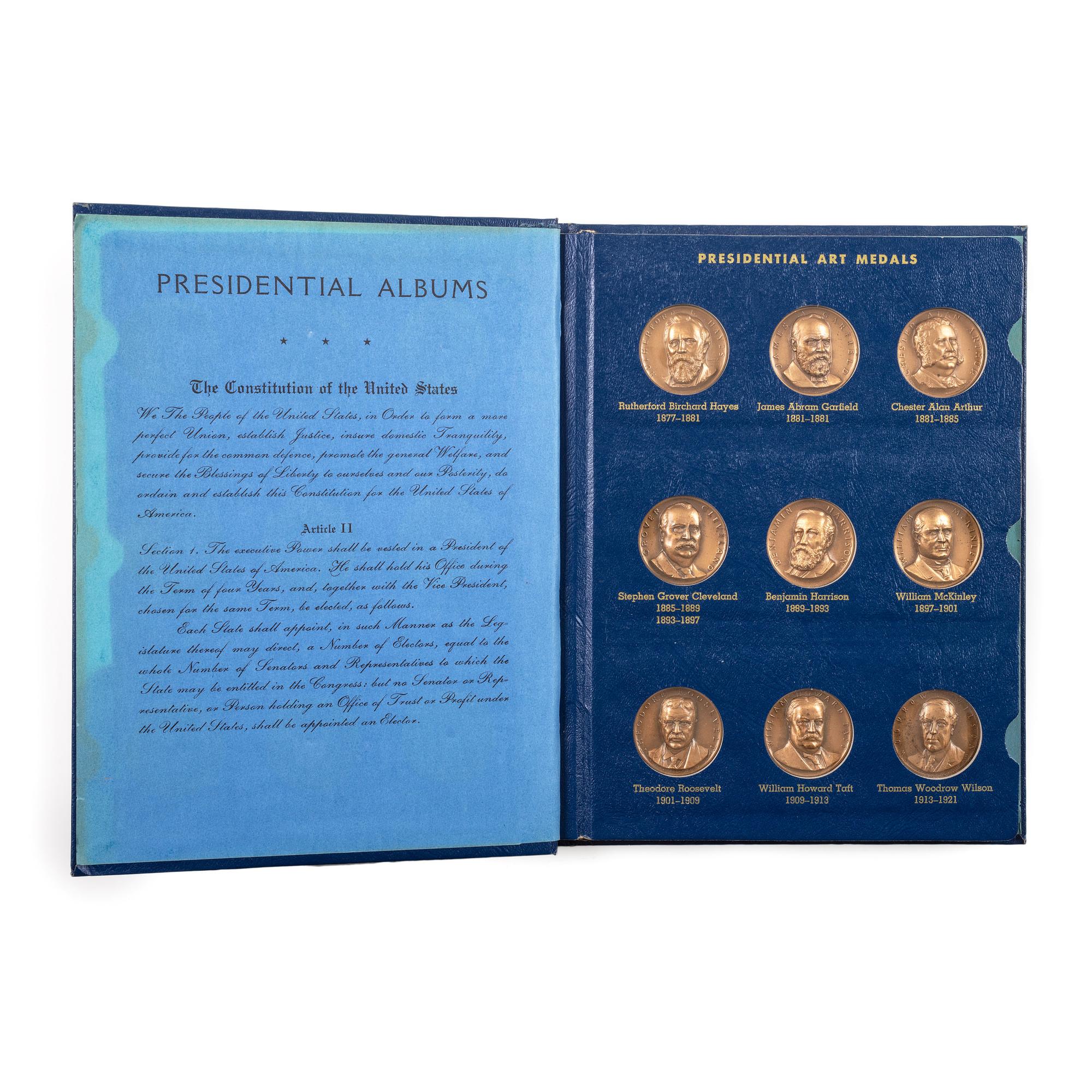 [EXONUMIA - PRESIDENTIAL MEDALS]. A group of medals including a Jimmy Carter Inauguration medal, Presidential Art Medals, and US Mint Presidential medals.