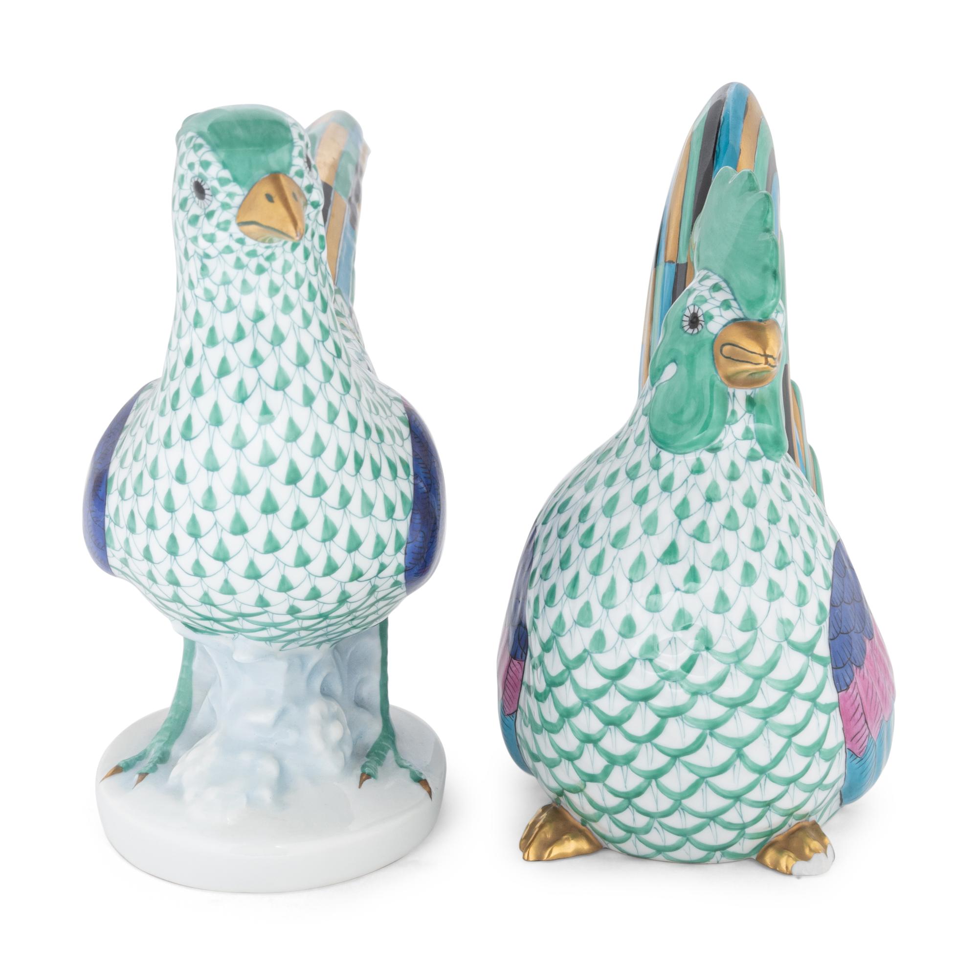 A Herend Porcelain Rooster and Pheasant