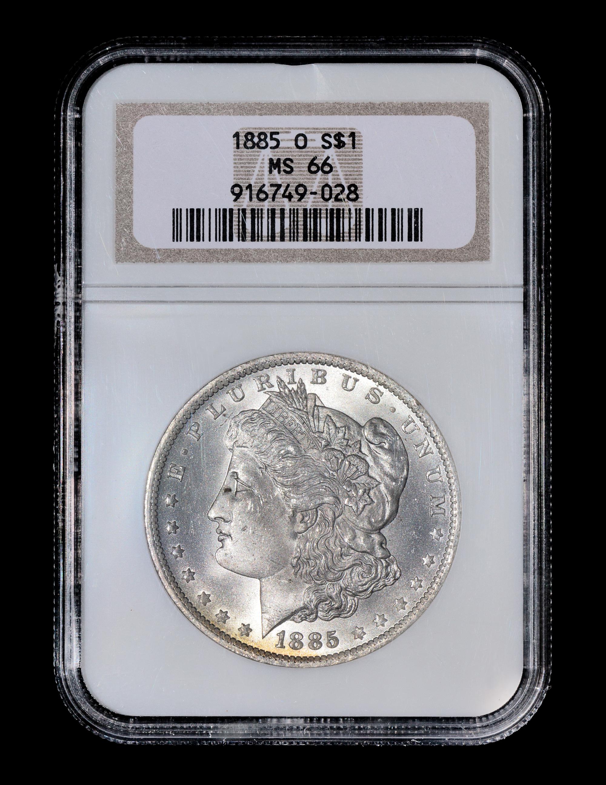 A United States 1885-O Morgan Silver $1 Coin — NGC graded MS66