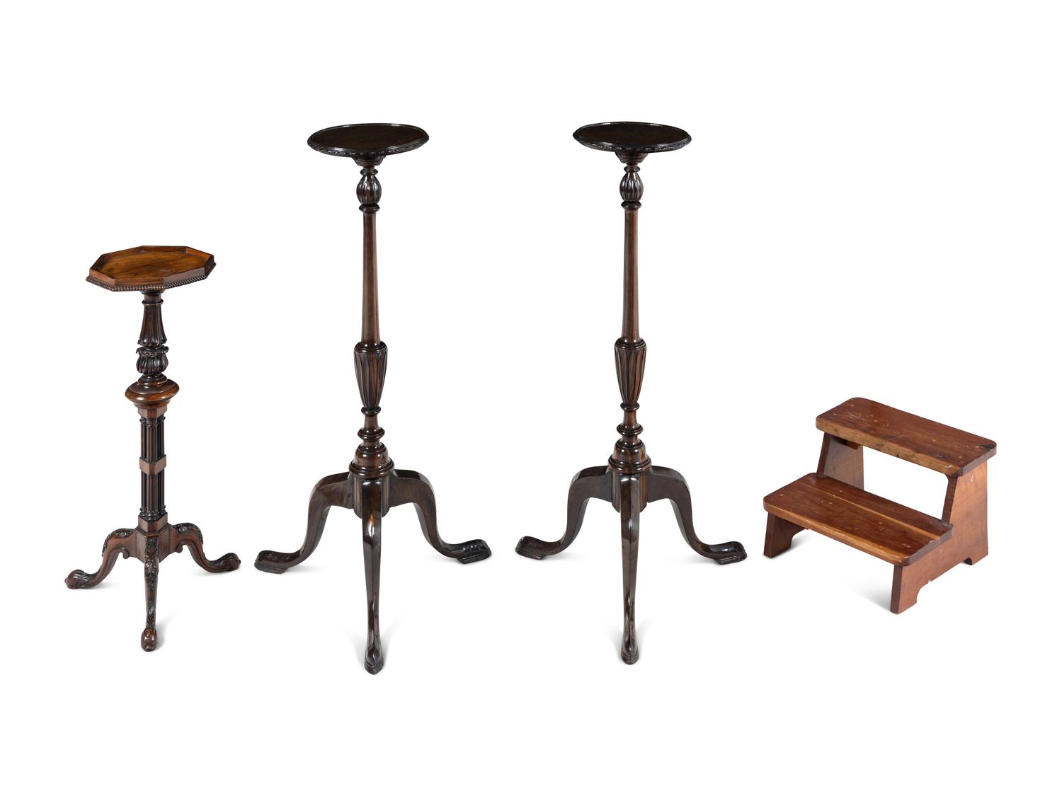 A Pair of English Mahogany Tripod Pedestals