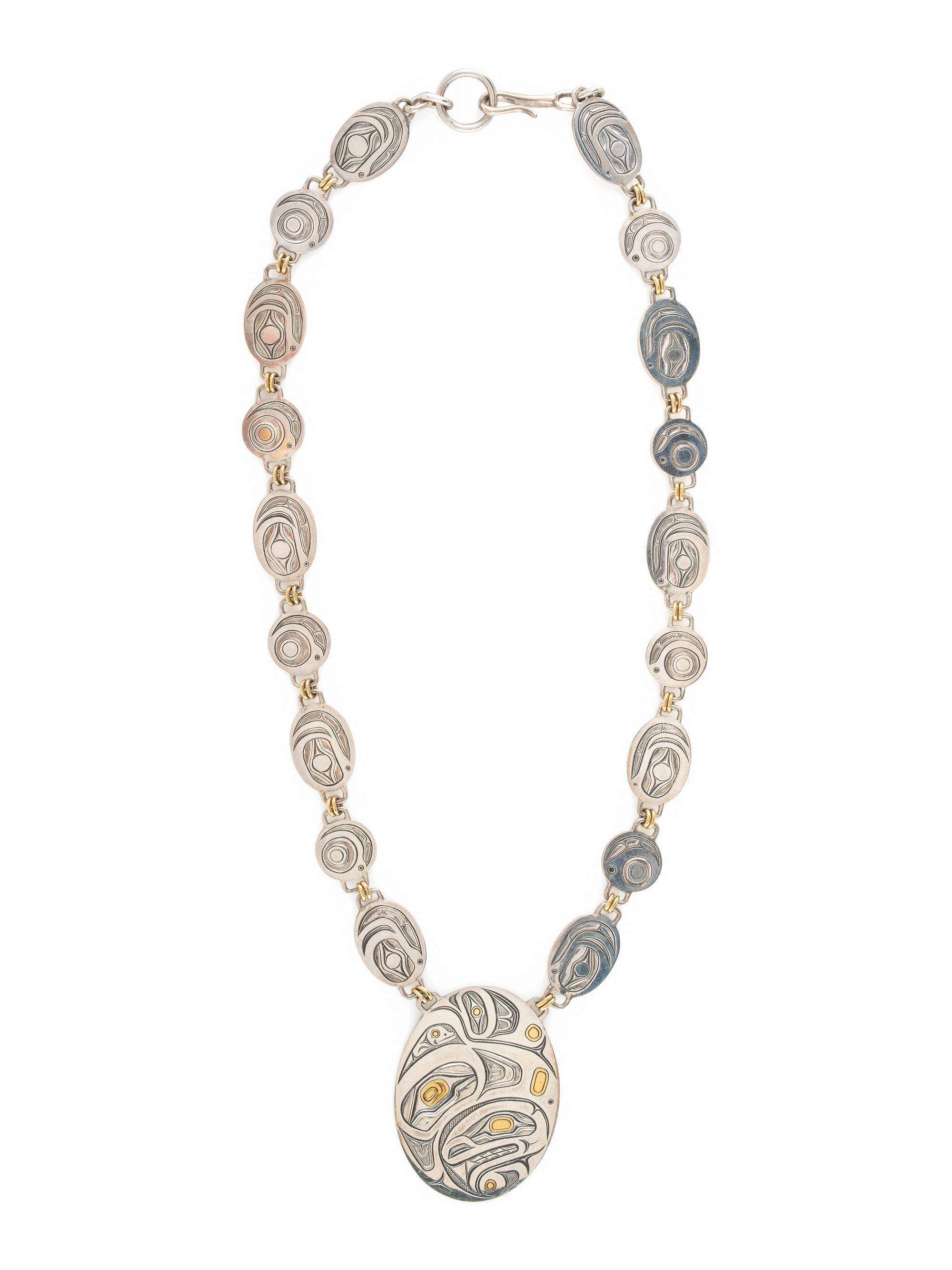 Silver Northwest Coast Necklace, with Gold Accents