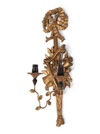 An Italian Giltwood Two-Light Sconce