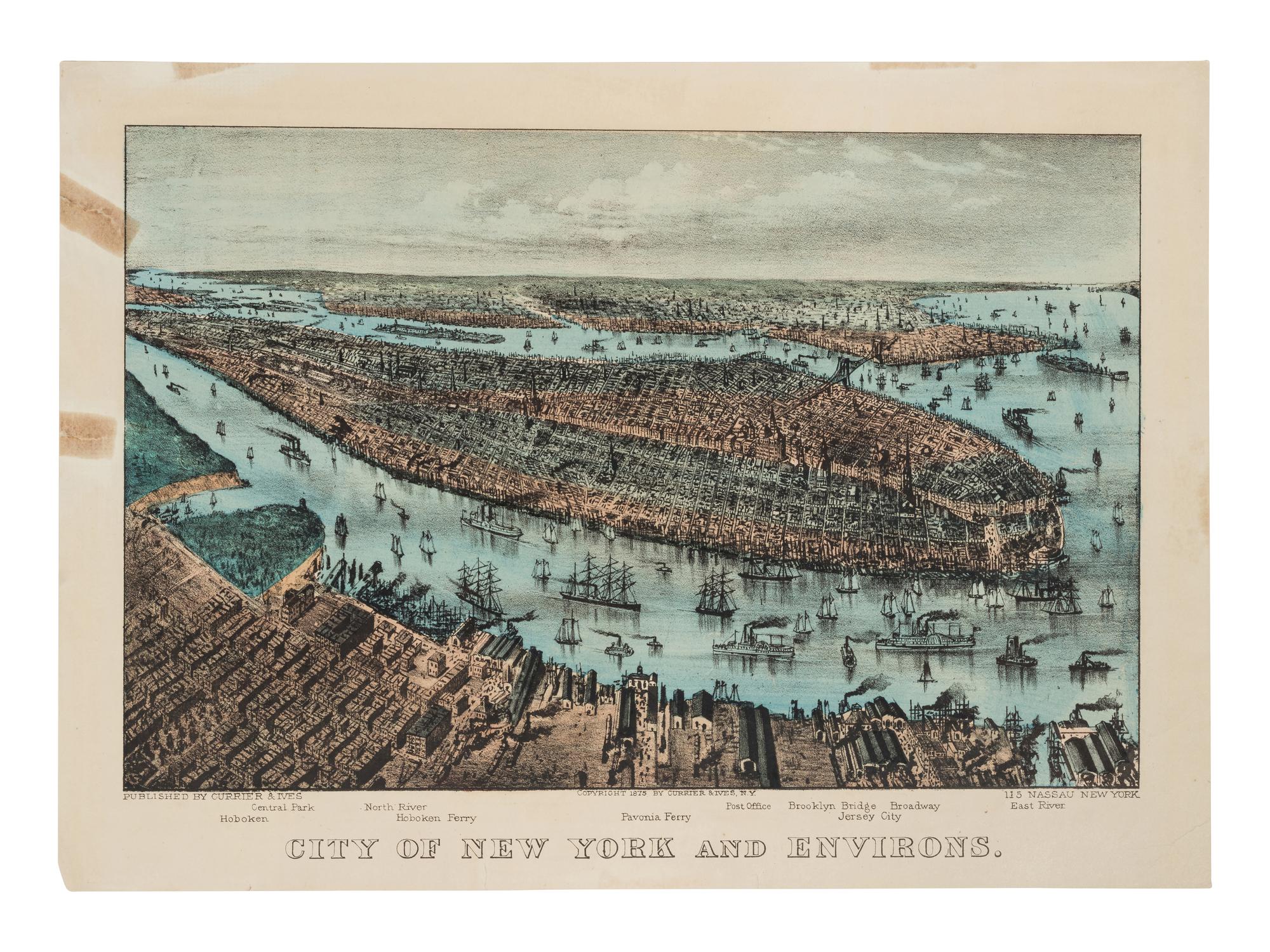 [NEW YORK SCENES] -- CURRIER and IVES, publishers City of New York and Environs, 1875. (G.1226). -- The Narrows, New York Bay. From Staten Island, n.d. (G.4760).