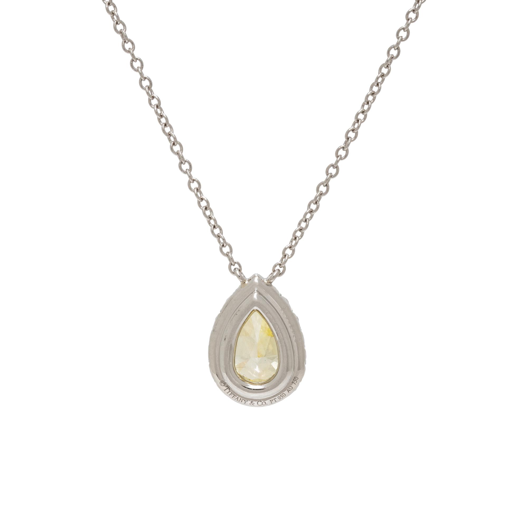 TIFFANY & CO., 'SOLESTE' FANCY INTENSE YELLOW DIAMOND, DIAMOND, AND PLATINUM NECKLACE