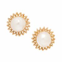 Mabé Pearl and Yellow Gold Earrings