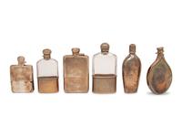 A Group of Six English Silver and Silver-Mounted Flasks