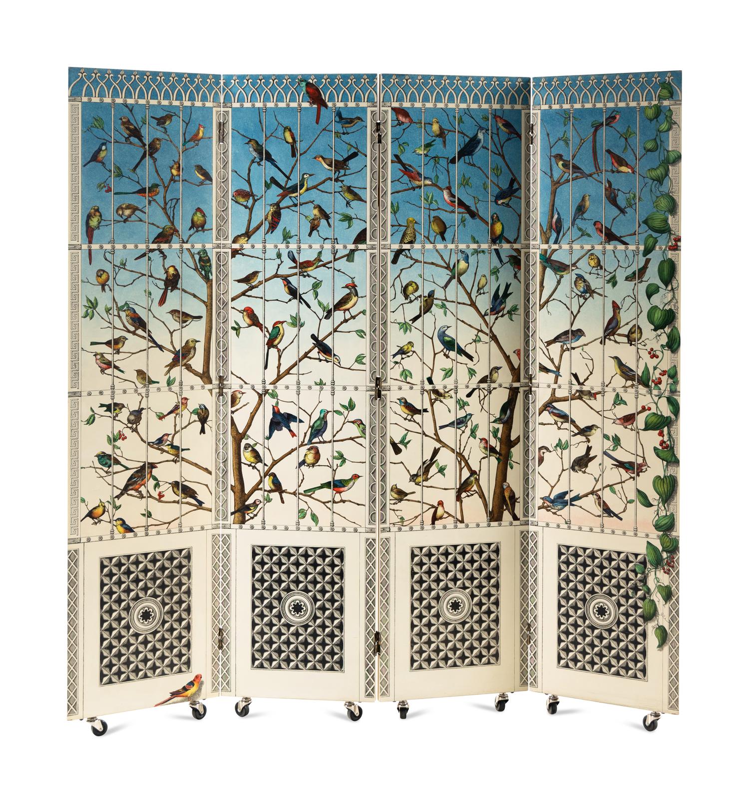 Uccelli Folding Screen, designed c. 1953 Italy