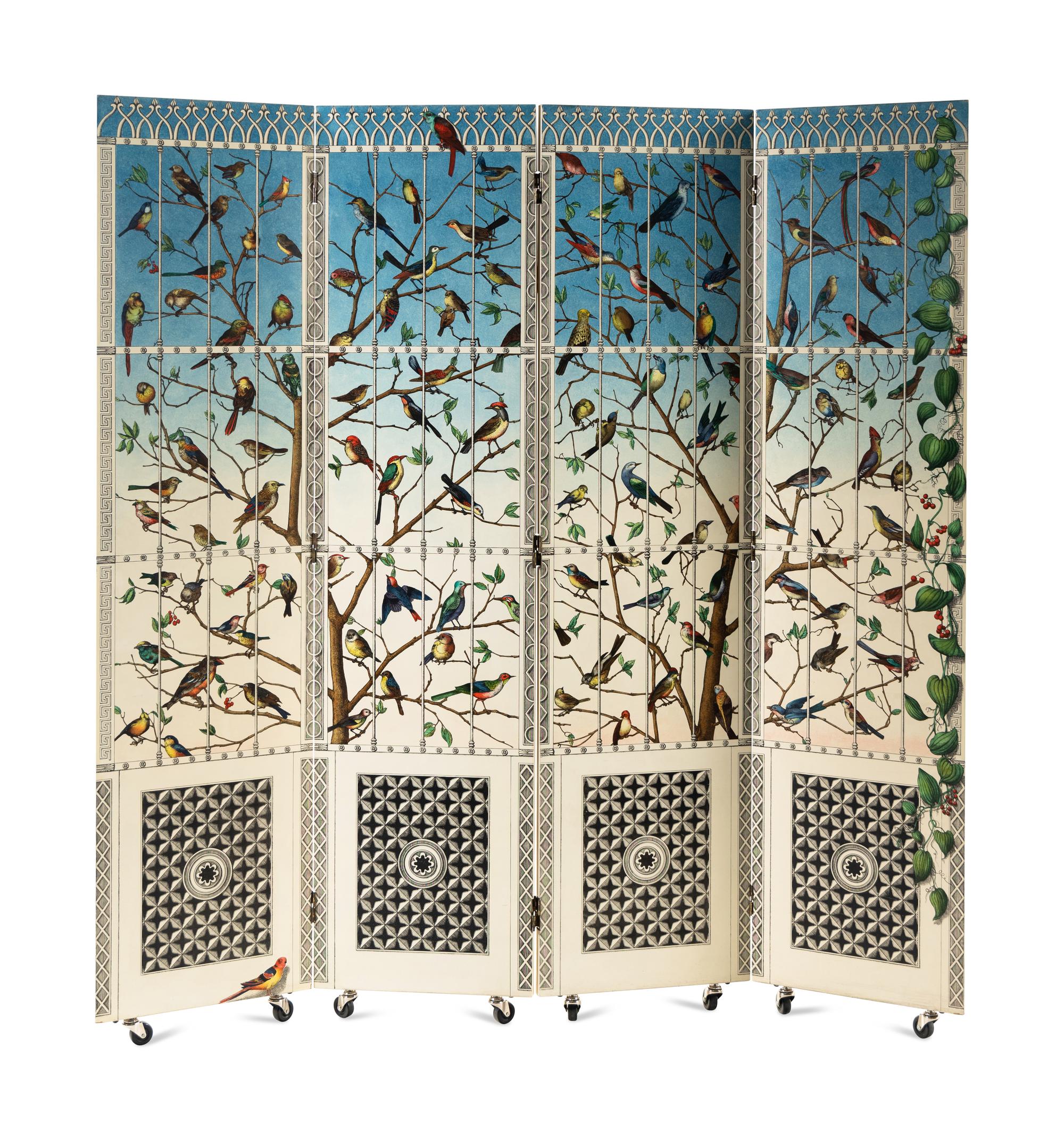 Uccelli Folding Screen, designed c. 1953 Italy