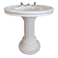 A Porcelain Pedestal Sink 38" W x 27" D x 32.5" H — France, Circa 1900