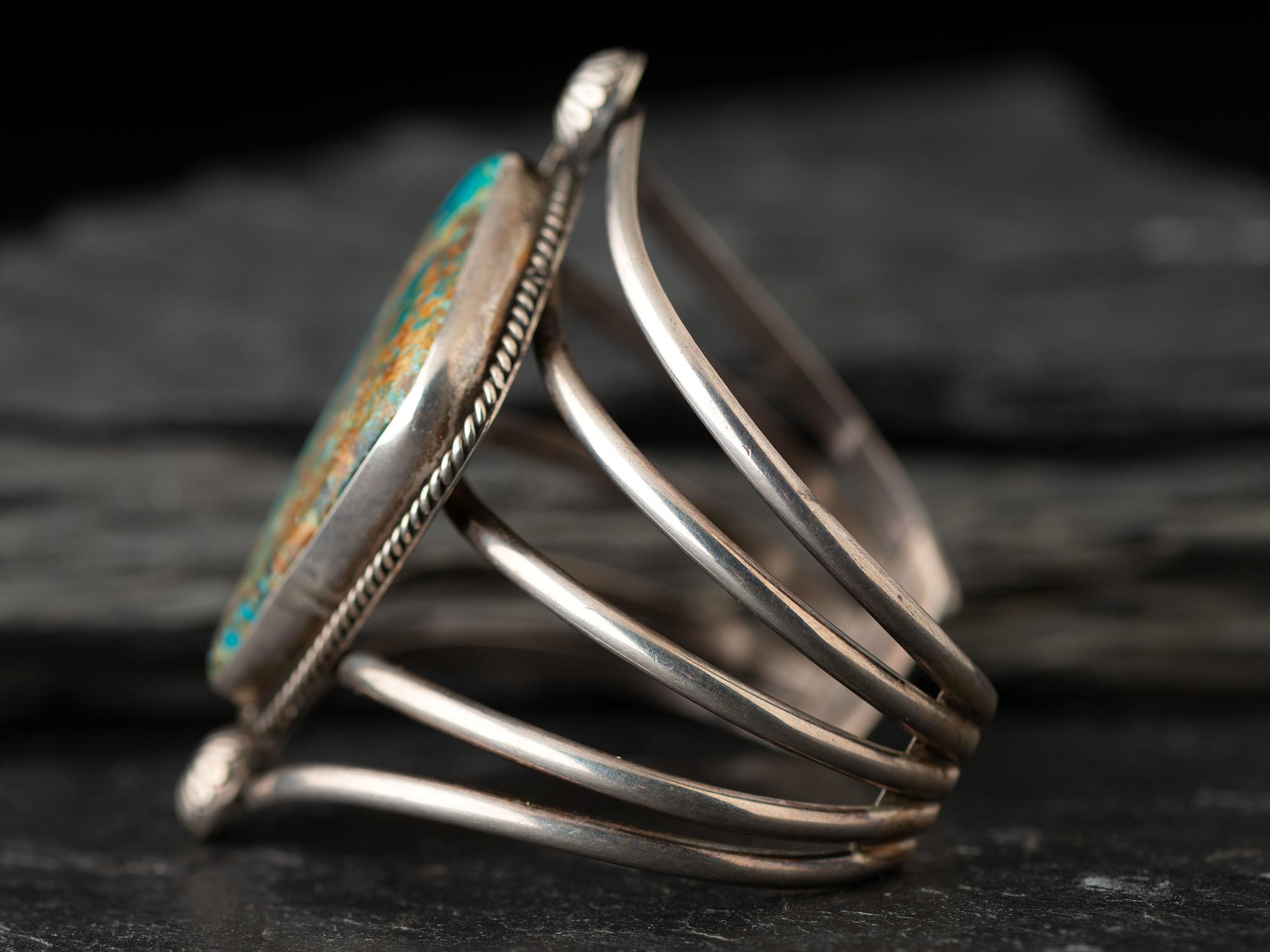 Large Navajo Sterling Silver and Turquoise cuff Bracelet