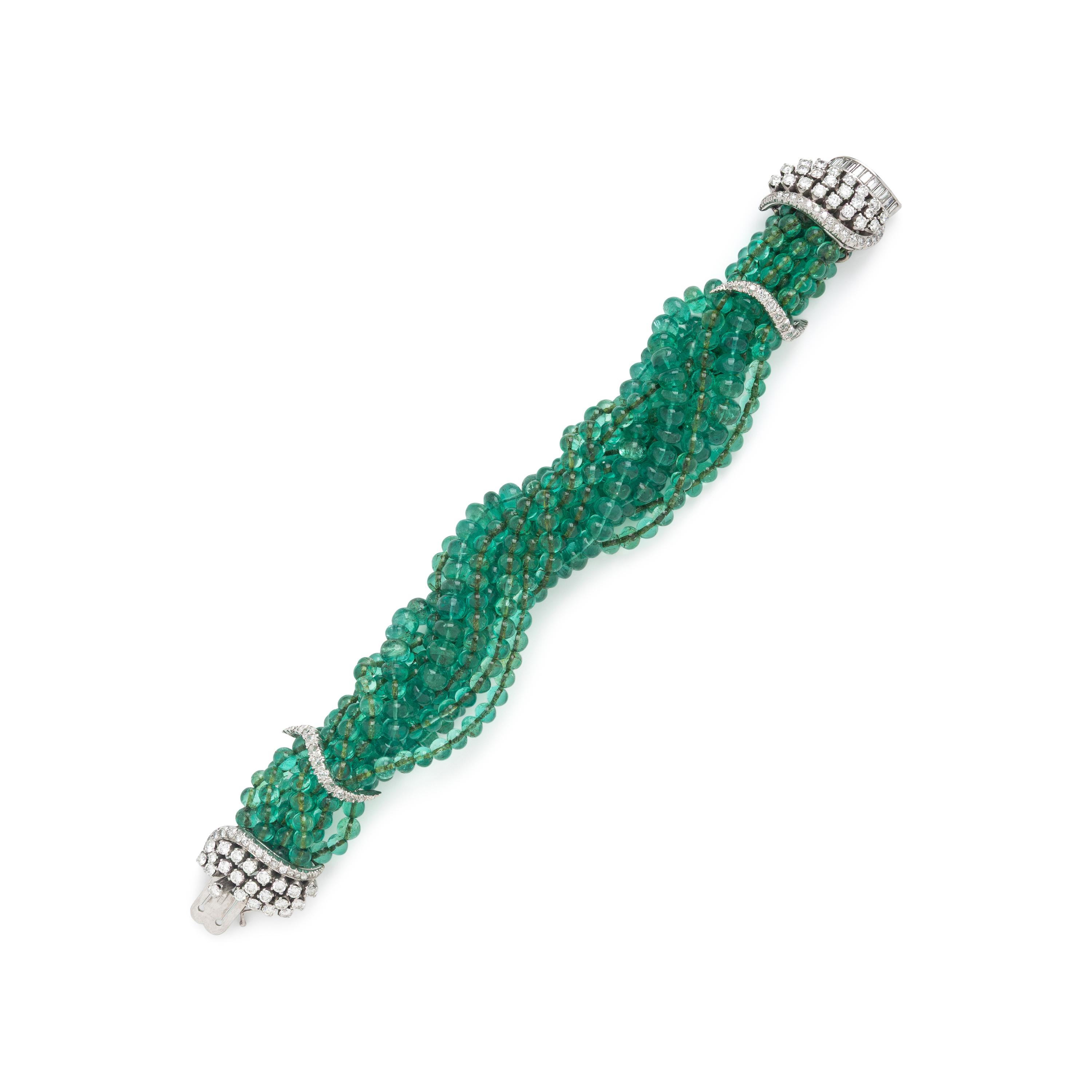 Emerald and Diamond Torsade Bracelet