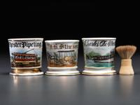 Three Transportation Related Porcelain Occupational Shaving Mugs